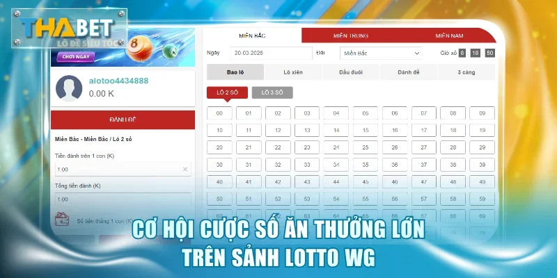 Cơ hội cược số ăn thưởng lớn trên sảnh Lotto WG