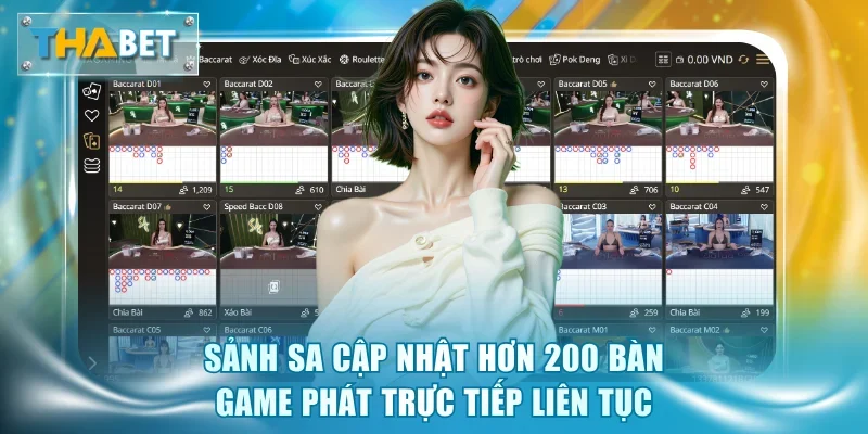 Sảnh SA cập nhật hơn 200 bàn game phát trực tiếp liên tục